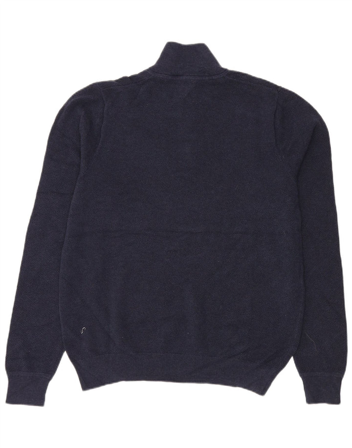 John Lewis Pull à col zippé pour homme en coton bleu marine Taille L