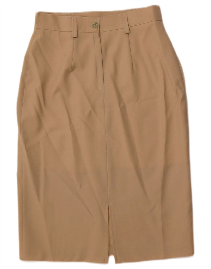 VINTAGE Jupe crayon femme IT 44 Medium W28 laine marron