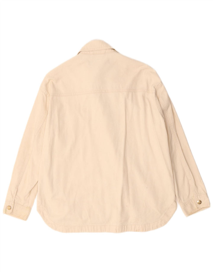 Zara Womens Bomber Jacket UK 10 Petit coton blanc cassé