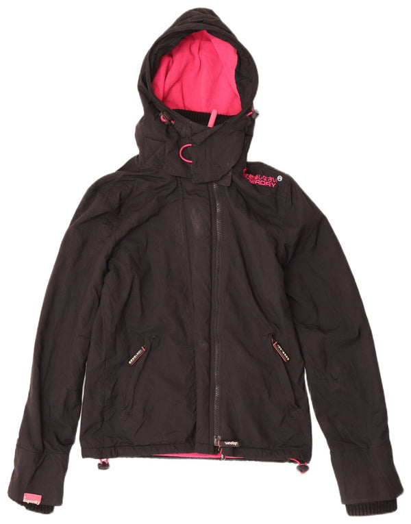 Superdry Veste coupe-vent à capuche Windcheater pour femme UK 6 XS Nylon noir