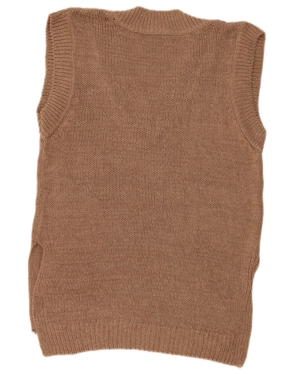 Zara Débardeur surdimensionné pour femme UK 10 Petit Acrylique Marron