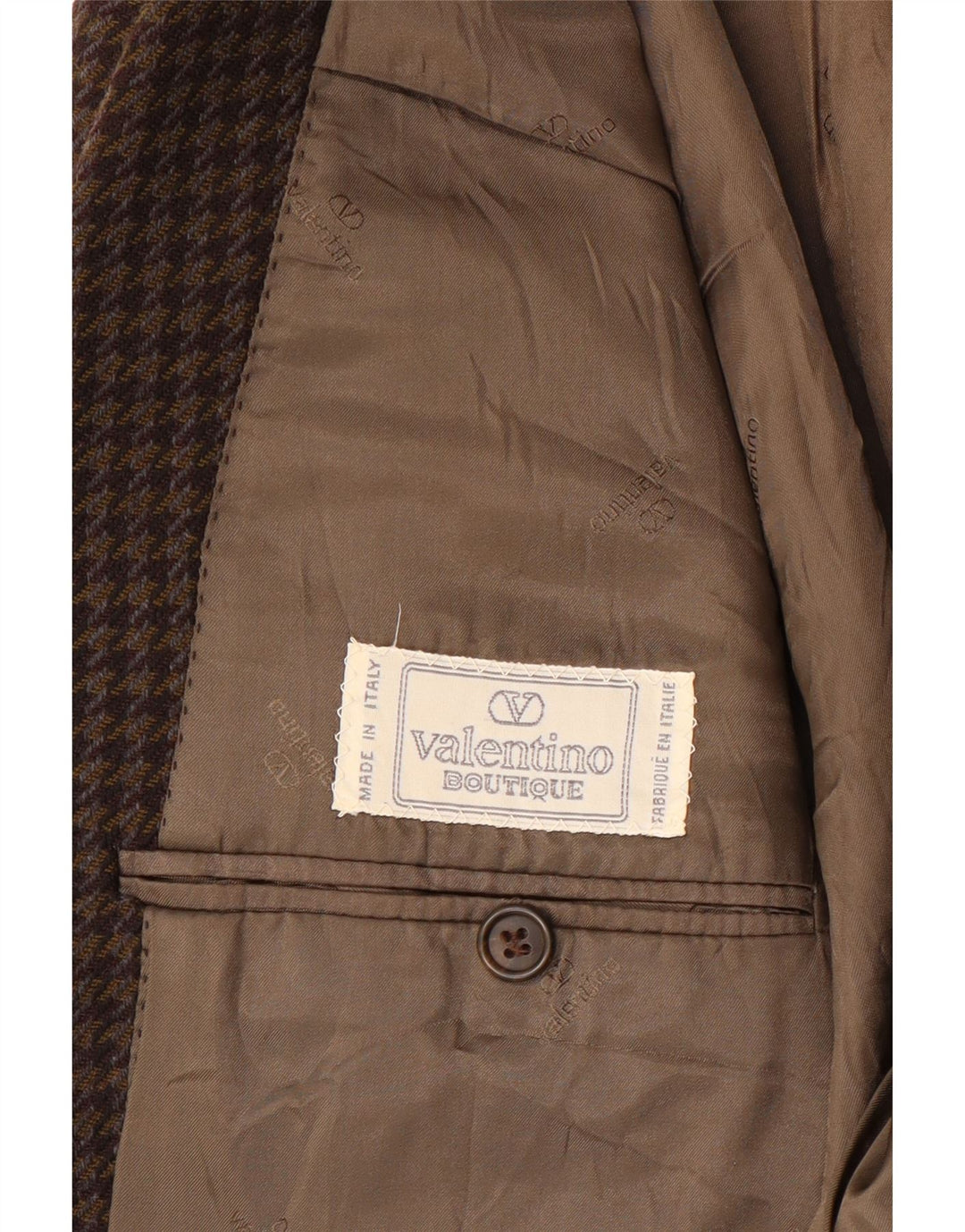 Valentino Veste Blazer Homme UK 38 Marron Moyen Pied-de-Poule Classique