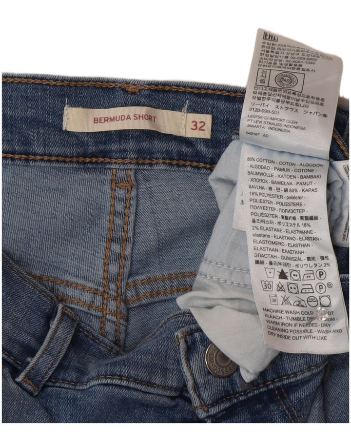 LEVI'S Bermuda en jean vieilli pour femme W32 en coton bleu moyen