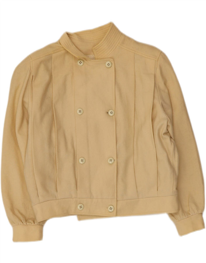 Veste Bomber Femme Vintage UK 14 Laine Beige Moyenne