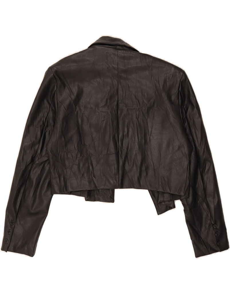 RIVER ISLAND Womens Crop Faux Leather Jacket UK 18 XL Black Polyurethane Vintage River Island and Second-Hand River Island from Messina Hembry 