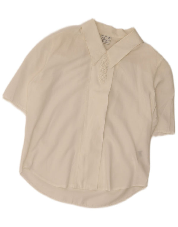 Classics Chemisier régulier à manches courtes pour femme UK 12 Blanc moyen