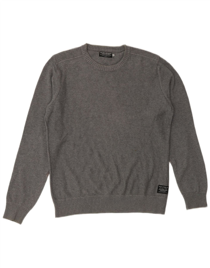 JACK & JONES Pull Col Ras du Cou Homme Gris Moyen Coton
