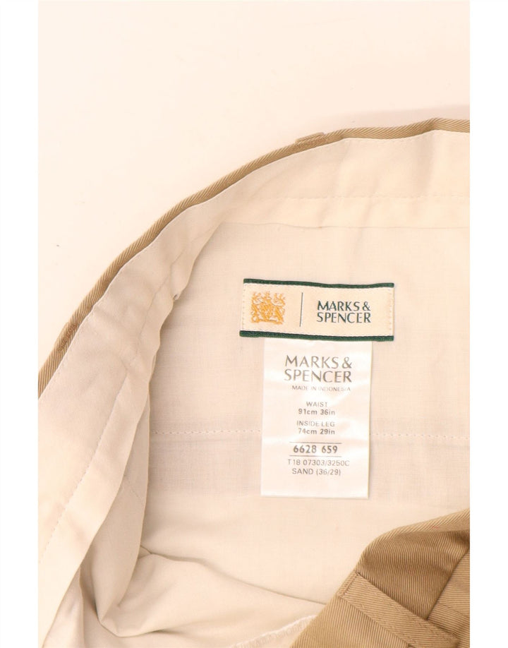 MARKS & SPENCER Pantalon de costume à chevilles pour homme W36 L29 Beige Polyester