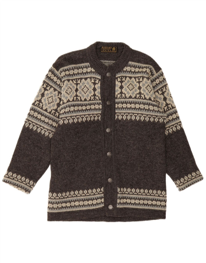 NORDSTRIKK Cardigan pour homme en laine vierge Fair Isle Gris Taille S