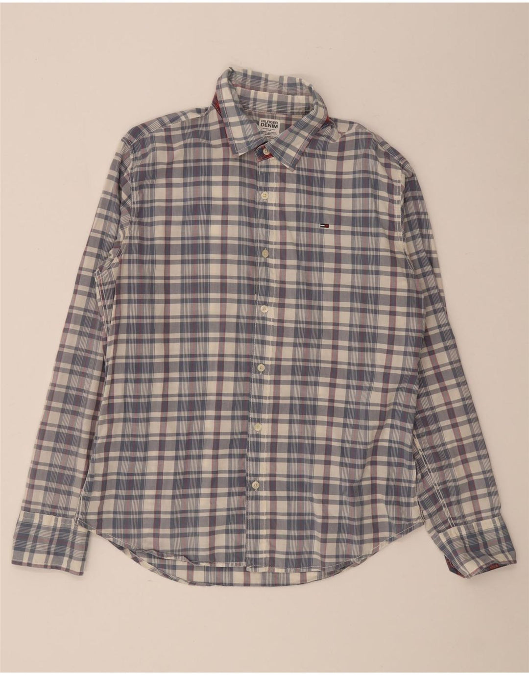 Tommy Hilfiger Chemise Homme Grand Carreau Bleu Coton
