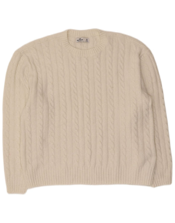 Hollister Pull surdimensionné à col rond pour femme UK 6 XS Blanc Polyester