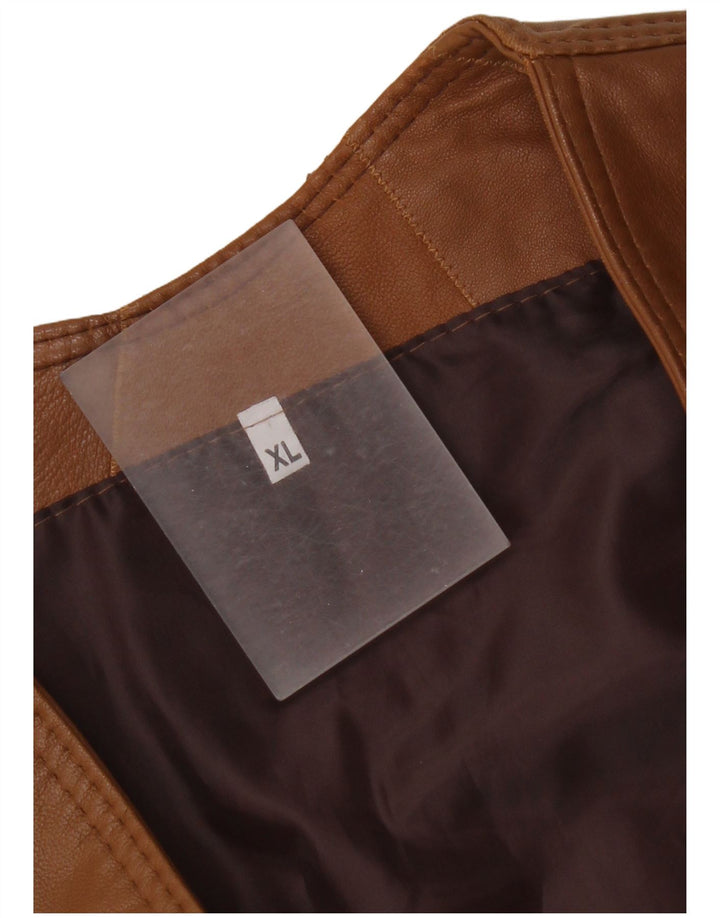 gilet en cuir homme vintage XL Marron