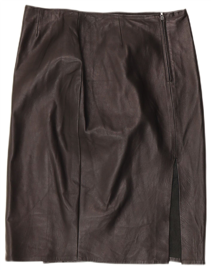 jupe en cuir femme vintage IT 46 Large W30 Cuir Noir