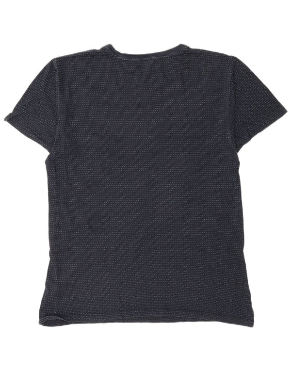 French Connection Mens T-Shirt Top XL Navy Blue Spotted Cotton