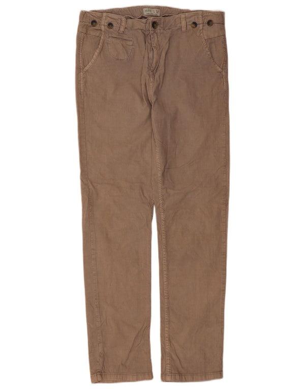 Zara Pantalon Slim En Velours Côtelé Garçon 13-14 Ans W32 L29 Beige