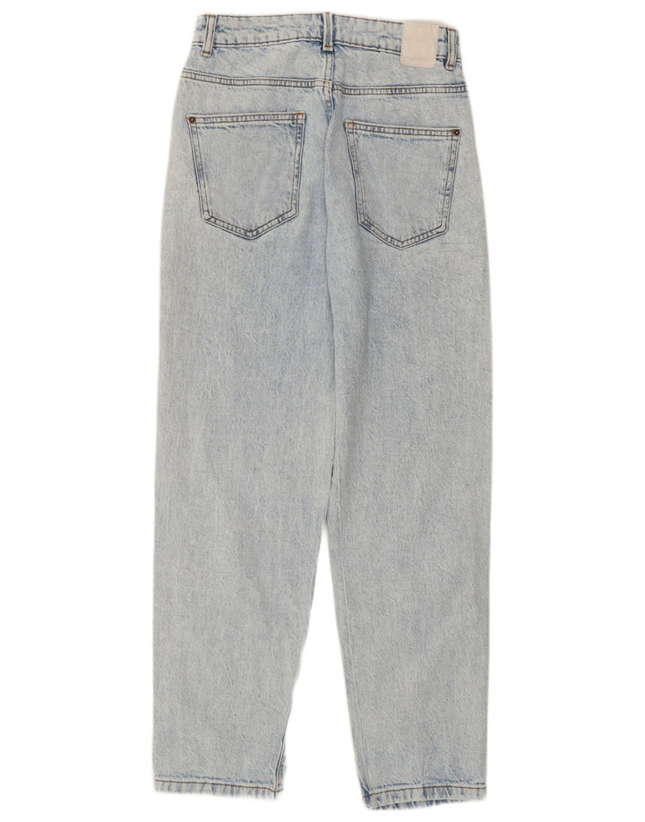 Zara Jean taille haute en détresse pour femme EU 36 XS W26 L27 Bleu Coton