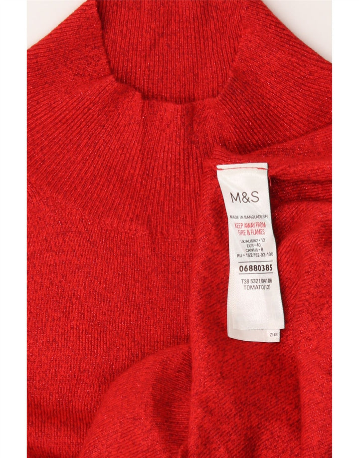 Marks & Spencer Pull col roulé pour femme UK 12 Viscose rouge moyen