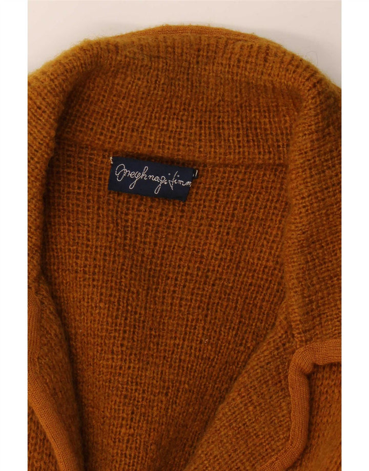 vintage Femmes Tricot 2 Bouton Blazer Veste UK 14 Brun Moyen
