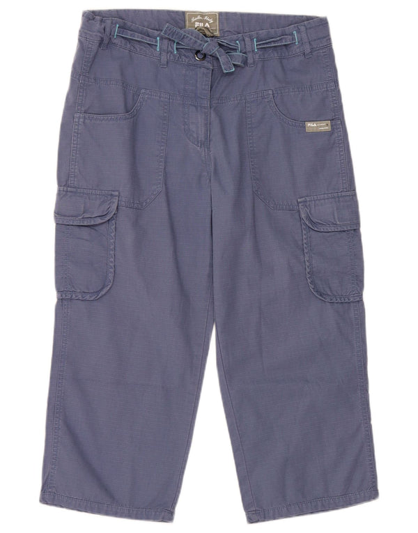 Fila Pantalon Capri Cargo Femme UK 12 Medium W30 L20 Bleu Coton