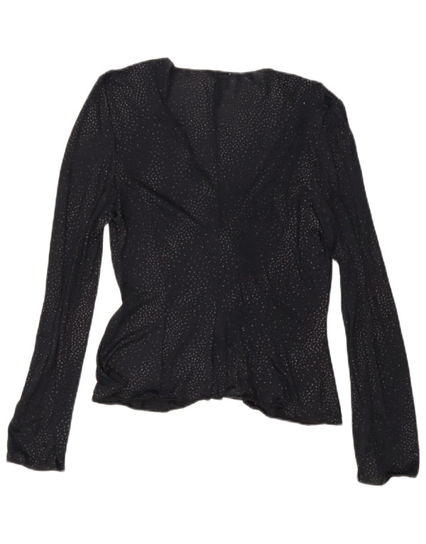 Armani Womens Blouse à manches longues Top IT 44 Medium Black Spotted