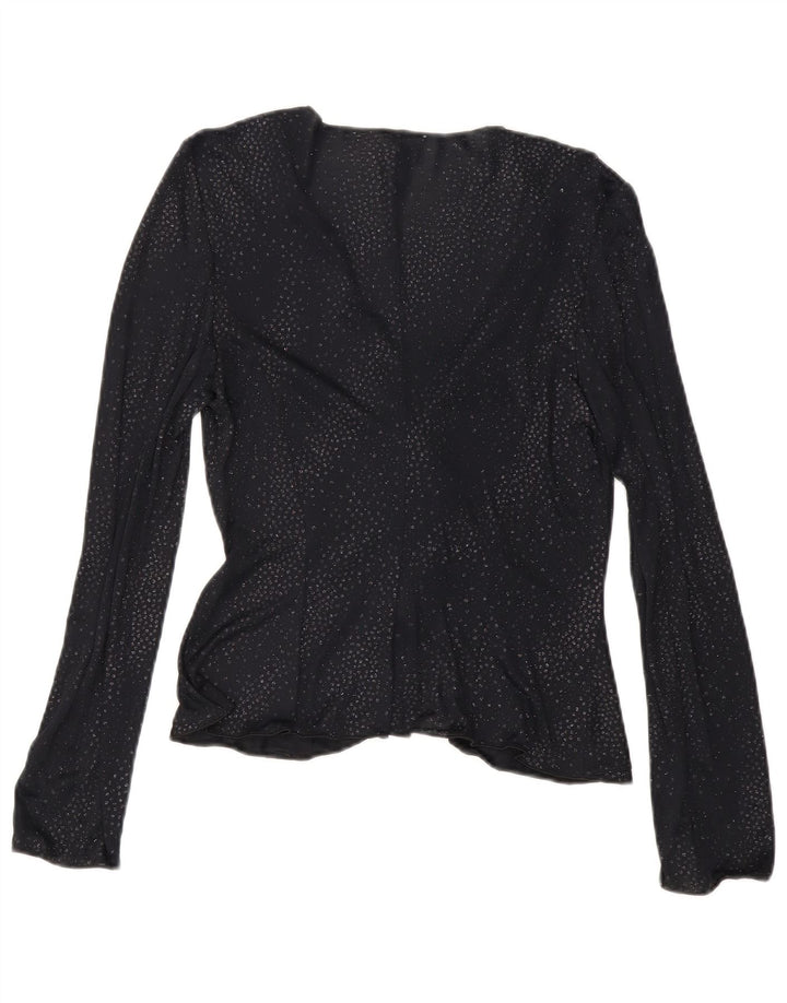 Armani Womens Blouse à manches longues Top IT 44 Medium Black Spotted