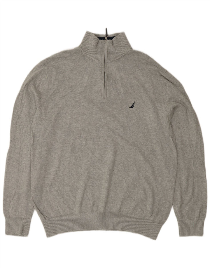 NAUTICA Pull à col zippé pour homme, grand gris