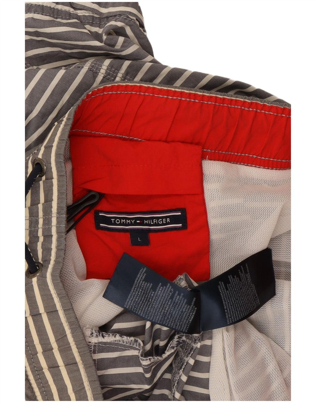 Tommy Hilfiger Short de bain homme grand coton rayé gris