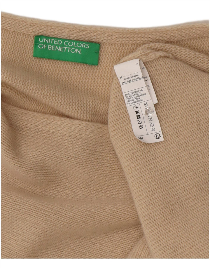Benetton Femme Asymétrique Poncho Jumper Taille Unique Beige Laine