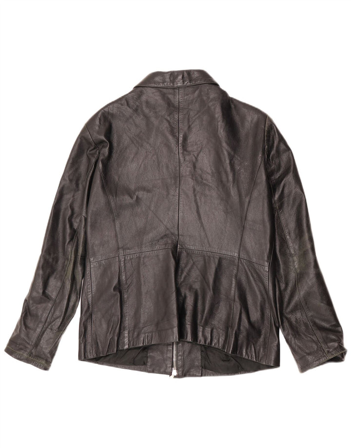 veste en cuir femme vintage IT 52 2XL Cuir noir