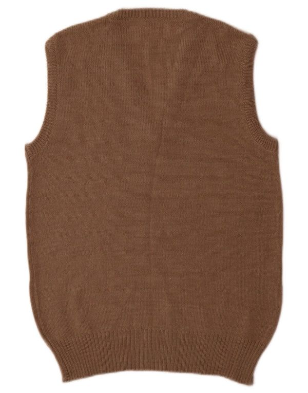 vintage Mens Vest Débardeur Petit Beige Argyle/Diamant Acrylique