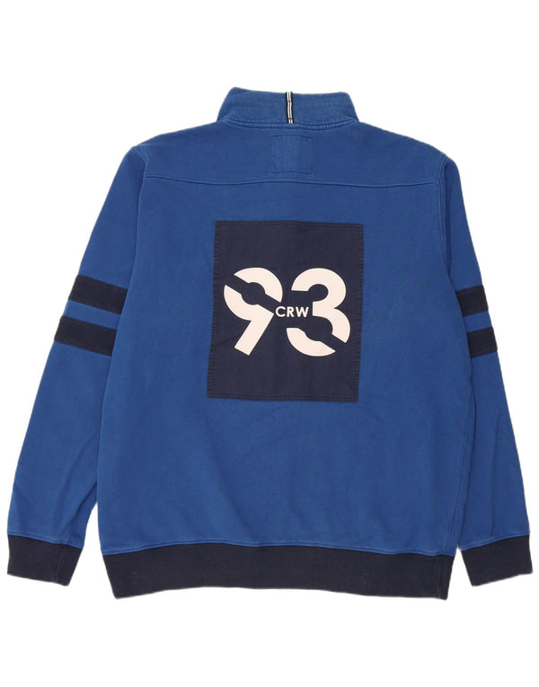 Crew Clothing Sweat-shirt graphique à col zippé pour homme XL Bleu color block