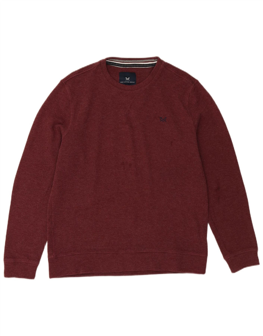CREW CLOTHING Pull à col rond pour homme en coton bordeaux Taille L