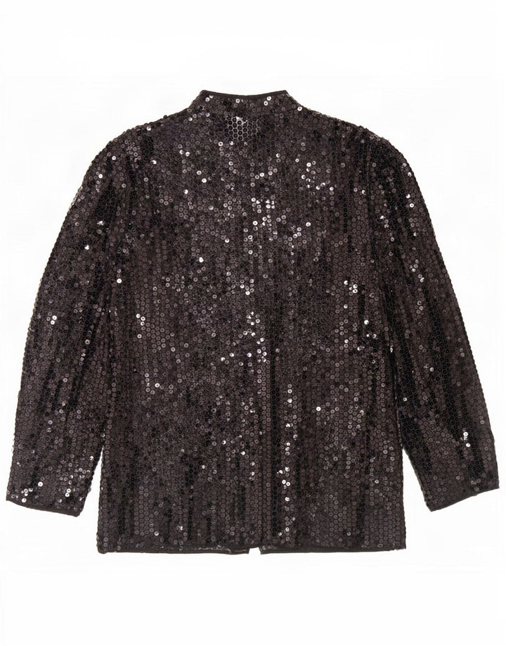Del Mod Haut Cardigan Transparent à Paillettes pour Femme EU 42 Grand Noir Polyester