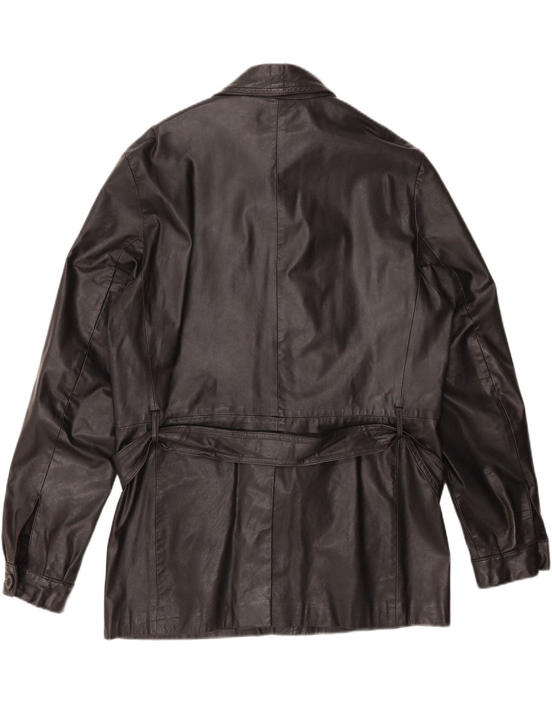 VINTAGE Veste en cuir femme UK 16 Grand cuir noir