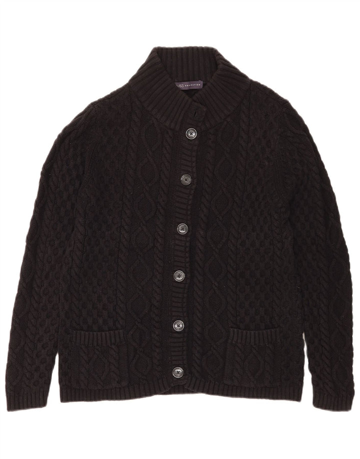 Marks & Spencer Pull Cardigan pour Femme UK 14 Grand Coton Noir