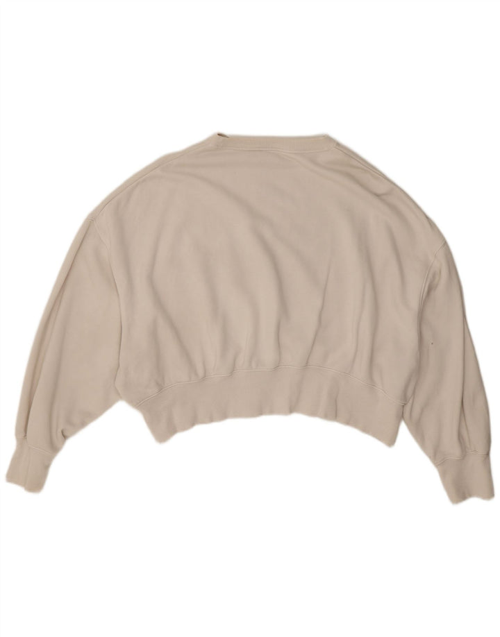 Nike Sweat-shirt court surdimensionné pour femme UK 14 en coton blanc cassé moyen