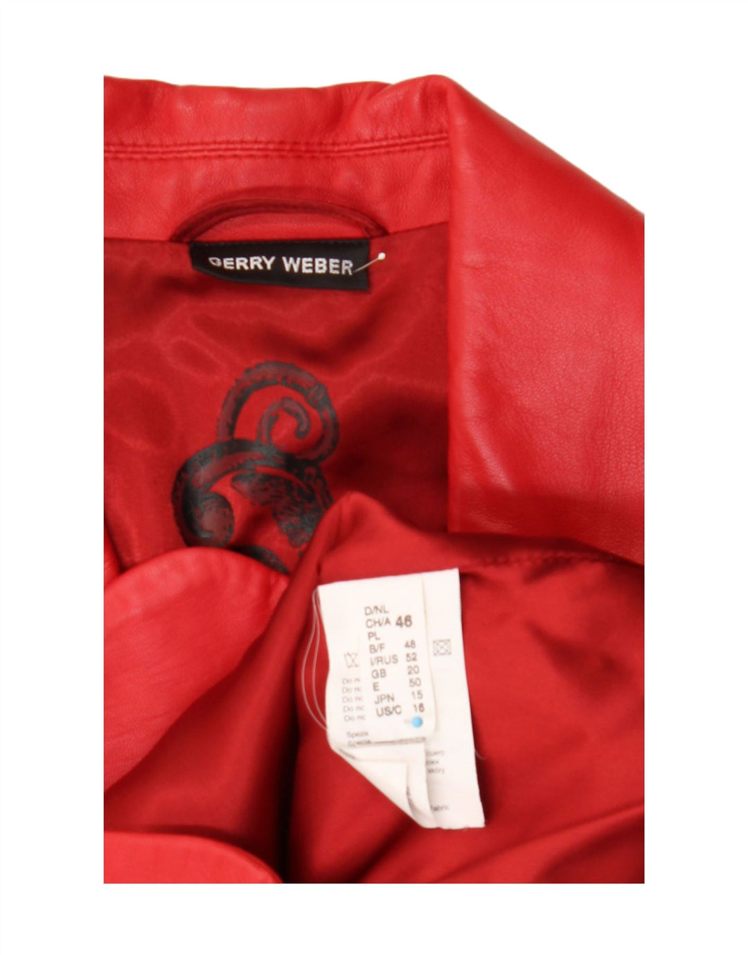 Gerry Weber Veste blazer en cuir à 3 boutons pour femme UK 20 2XL Cuir rouge