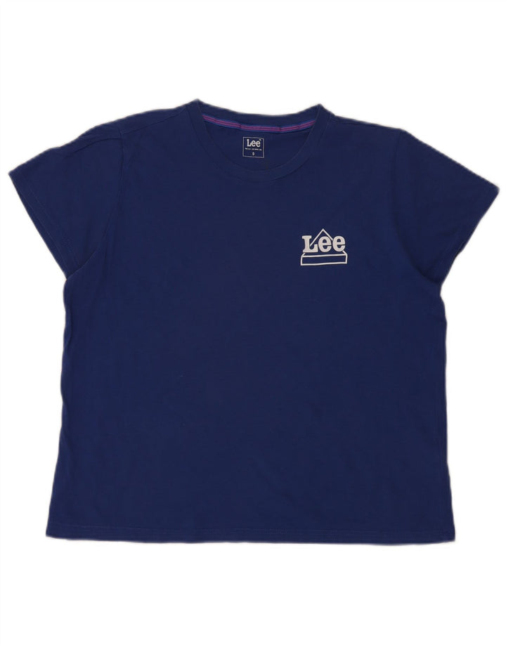 Lee T-Shirt Oversize Femme UK 10 Petit Bleu Coton