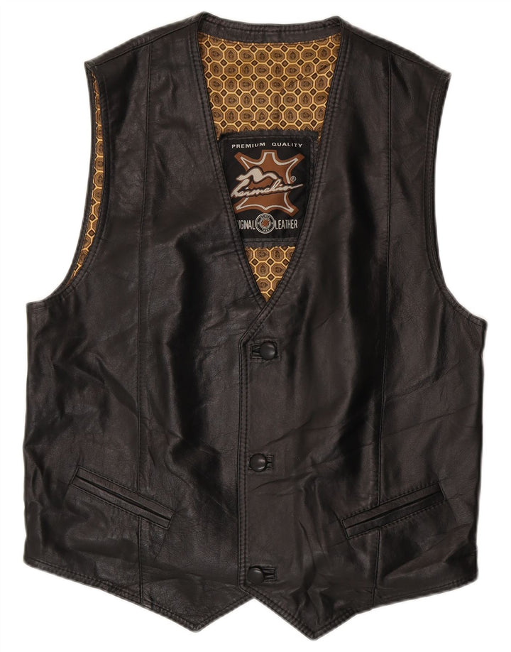 gilet en cuir homme vintage cuir noir moyen