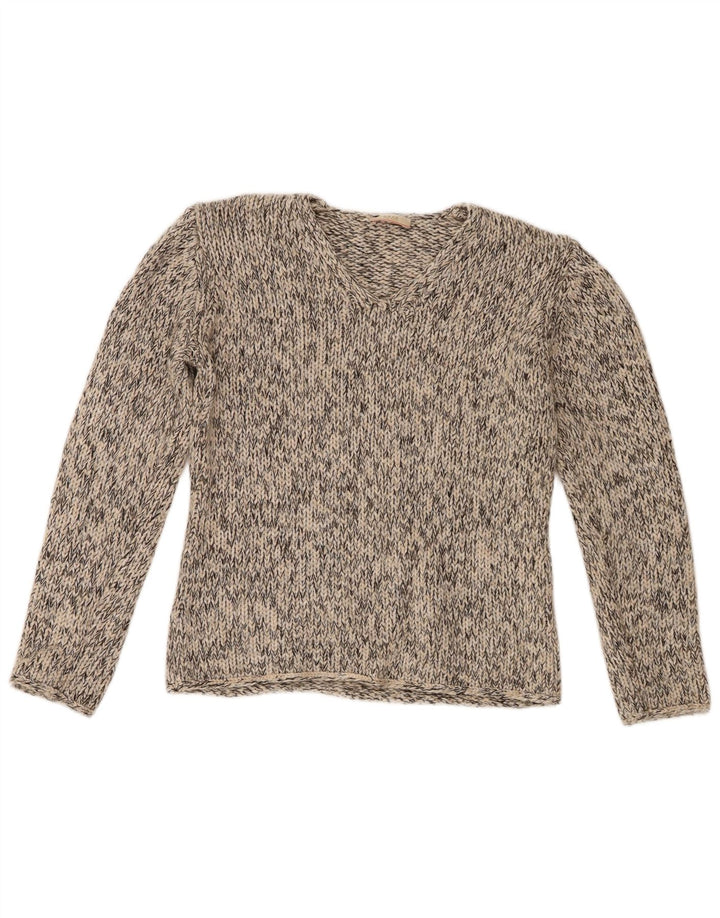 Brax Pull col V pour femme EU 38 Laine mouchetée gris moyen