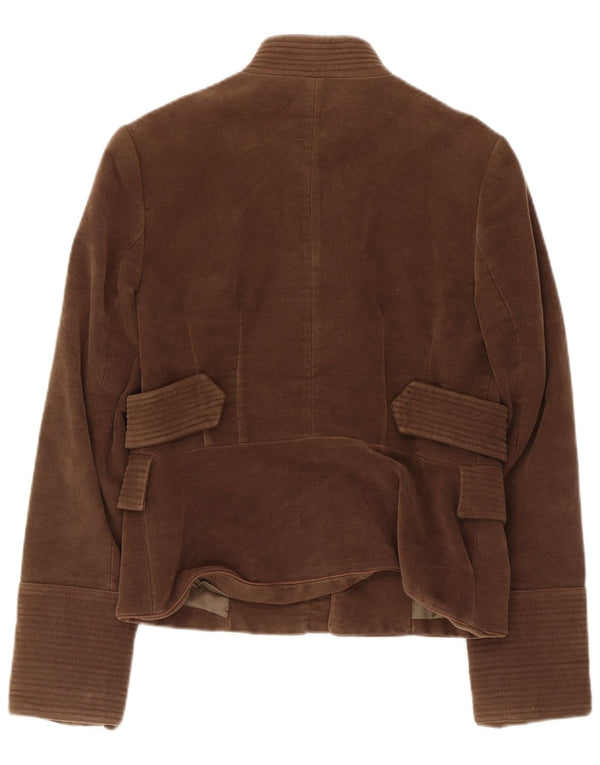 Zara Womens Open Bomber Jacket UK 12 Coton Marron Moyen