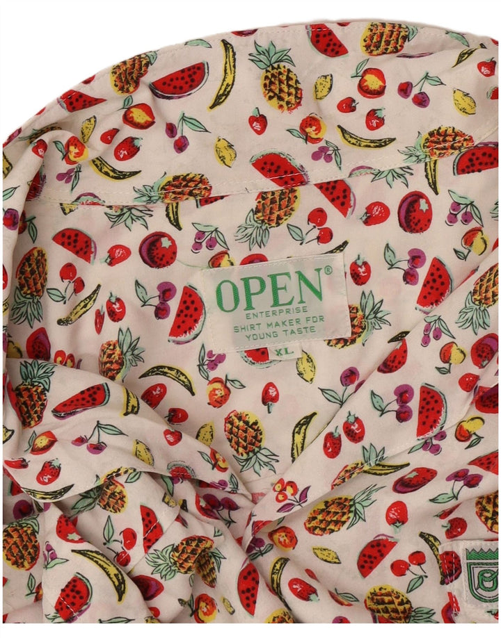 Chemise à manches courtes Vintage pour hommes, motif abstrait, XL, blanc