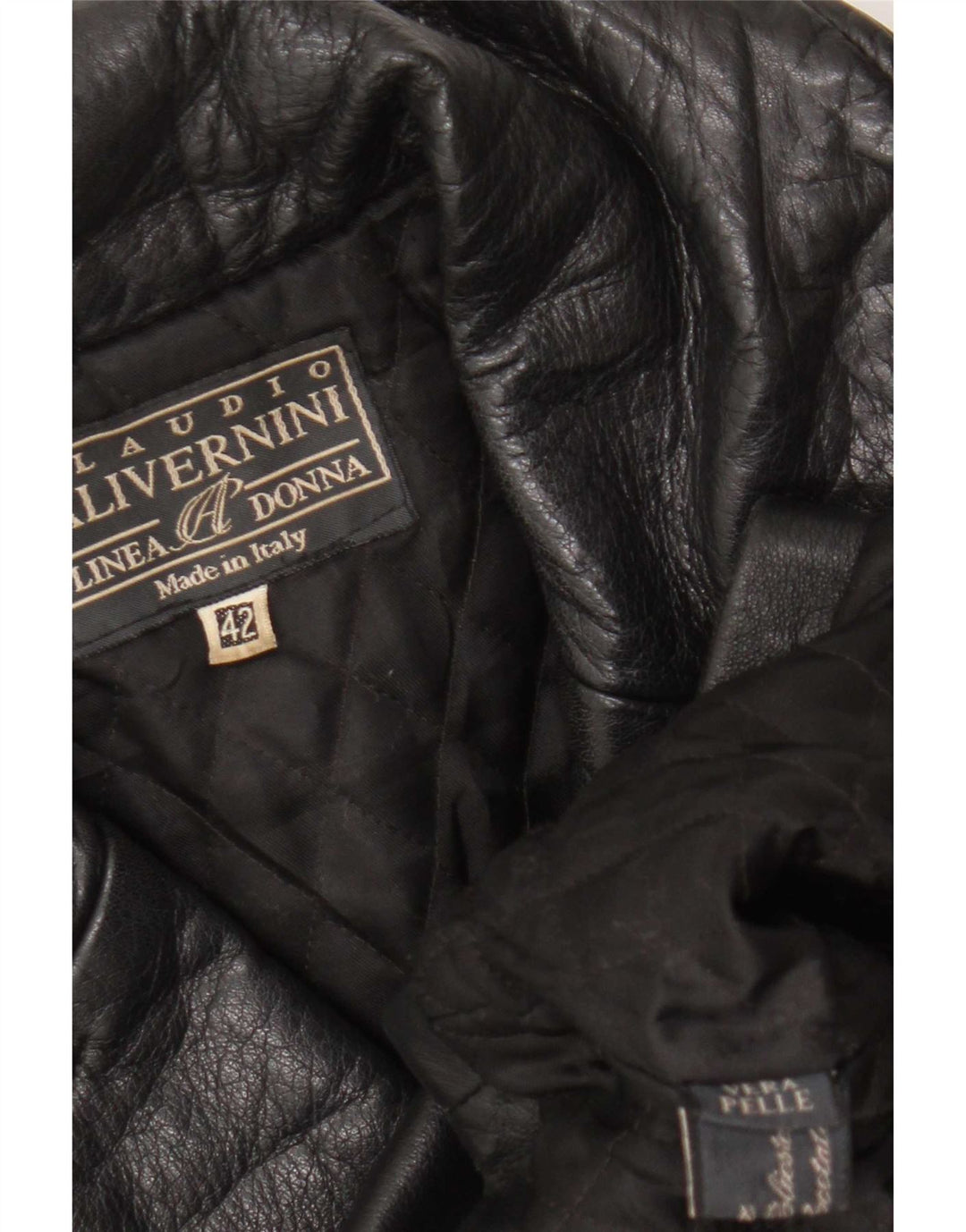Linea Donna Manteau en cuir à double boutonnage pour femme IT 42 Noir moyen