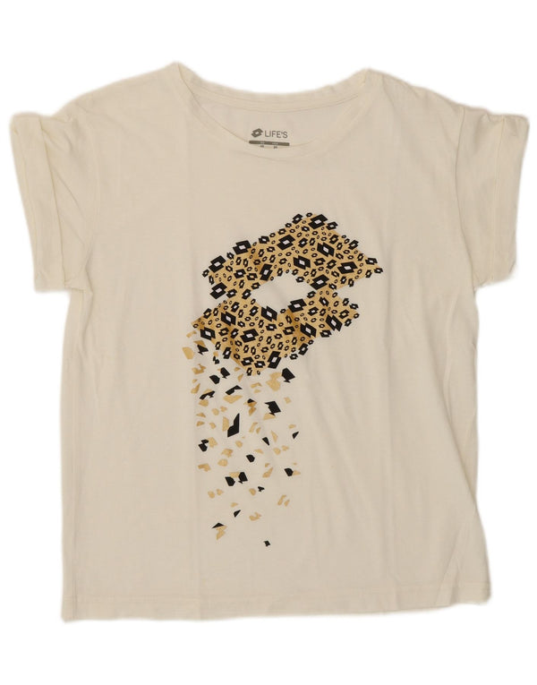 Lotto T-shirt graphique surdimensionné pour femme UK 6 XS Blanc