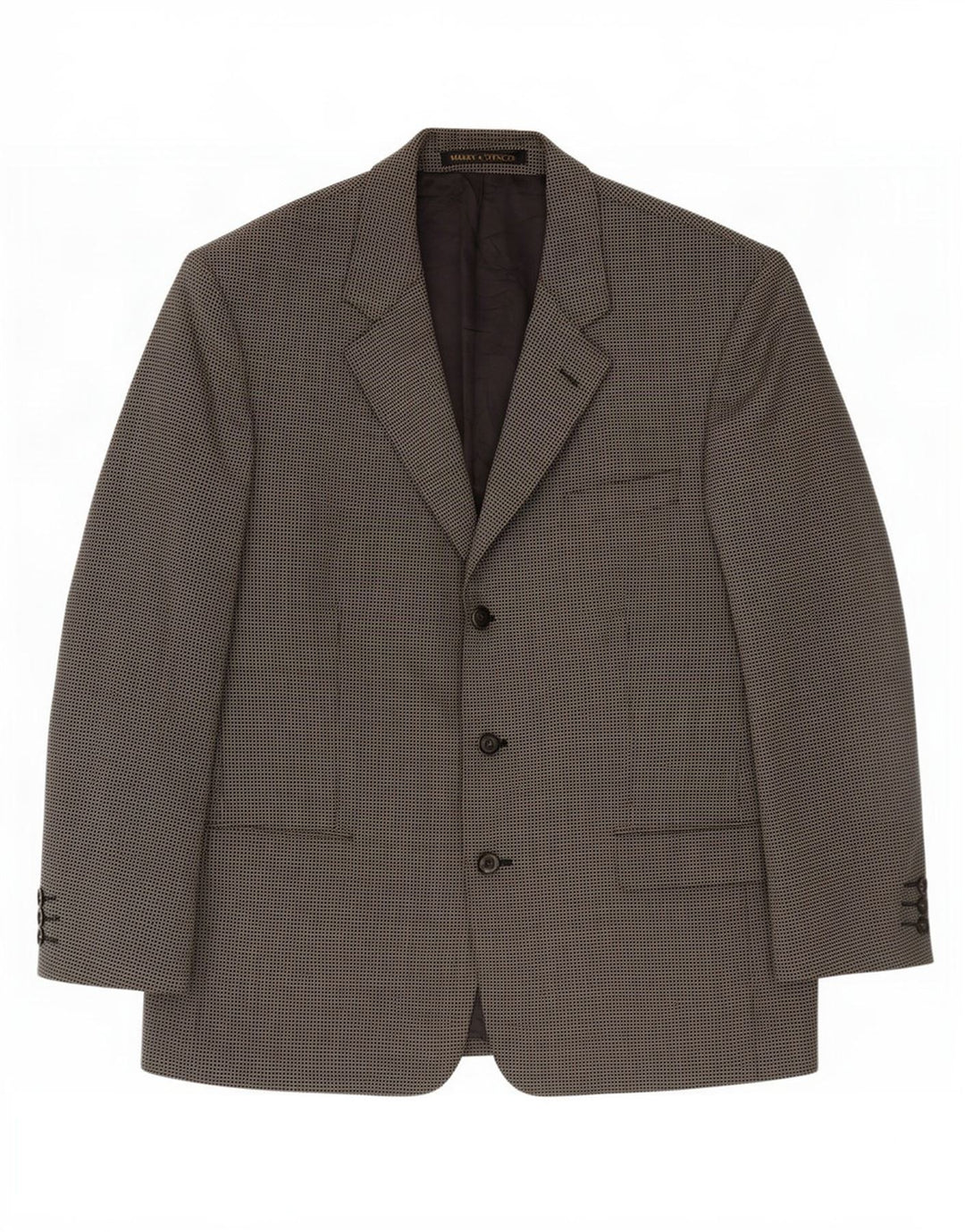Marks & Spencer Veste blazer à 3 boutons pour homme UK 44 XL Gris Vichy Laine Vierge