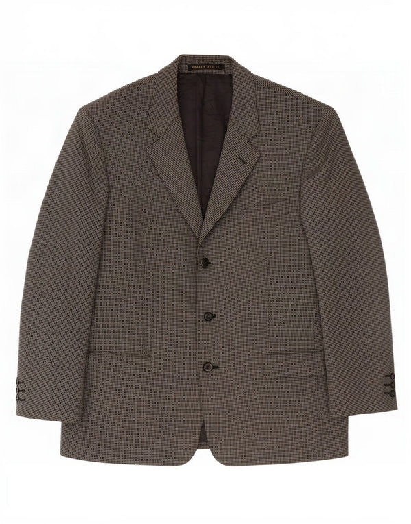 Marks & Spencer Veste blazer à 3 boutons pour homme UK 44 XL Gris Vichy Laine Vierge