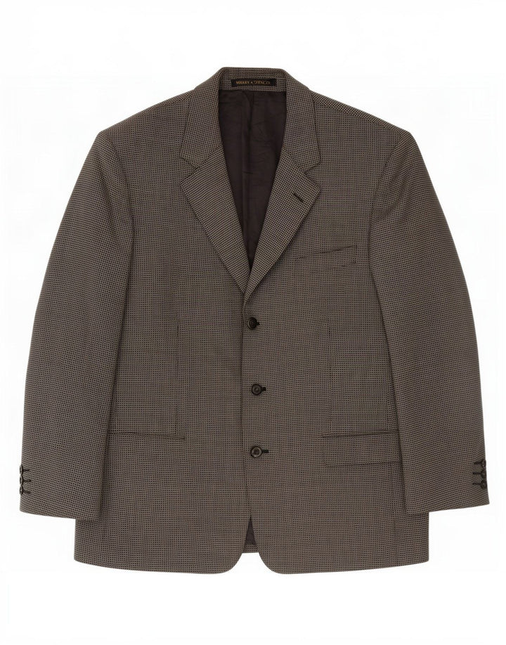 Marks & Spencer Veste blazer à 3 boutons pour homme UK 44 XL Gris Vichy Laine Vierge