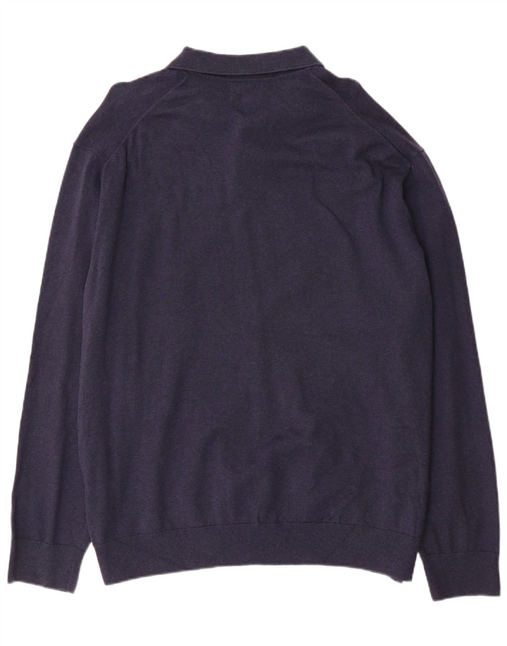 Marks & Spencer Pull à col polo pour homme 2XL en coton bleu marine