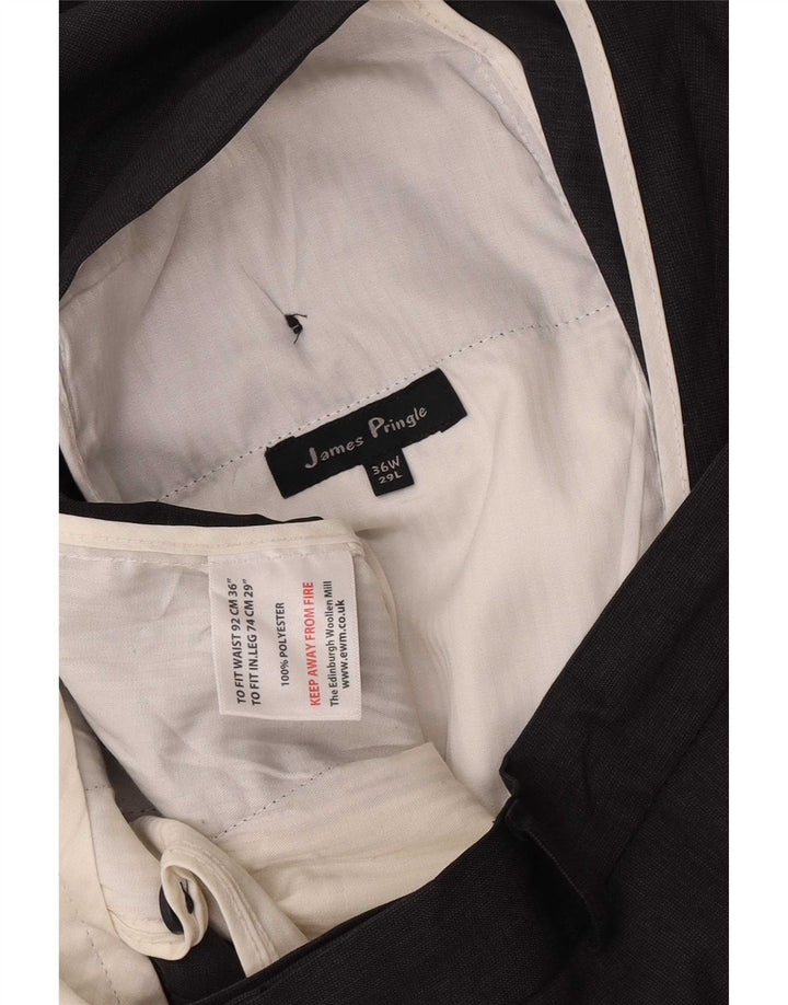 James Pringle Pantalon de Costume Droit Homme W36 L29 Gris Polyester