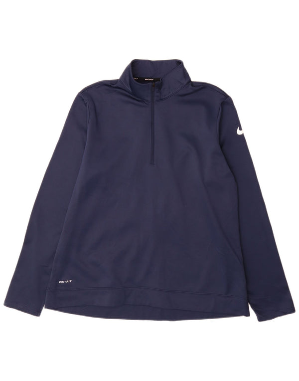 Nike Dri Fit Zip Neck Sweatshirt Jumper UK 16 Grand Bleu Marine